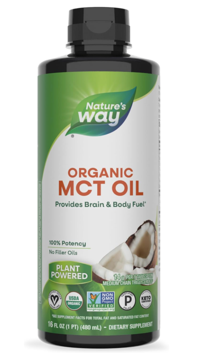 Nature's Way Organic MCT Oil, 16 Fl Oz, Brain and Body Fuel from Coconuts*, C8 Caprylic Acid and C10 Capric Acid, Keto and Paleo Certified, Organic, Non-GMO Project Verified