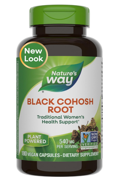 Nature's Way Black Cohosh Root, Traditional Support for Women's Health*, 540 mg per Serving, Non-GMO Project Verified, 180 Capsules