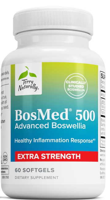 Terry Naturally BosMed 500 - Boswellia Serrata Extract Supplement - Dietary Supplement for Healthy Lung Support - Herbal Supplement Formula - 60 Softgels