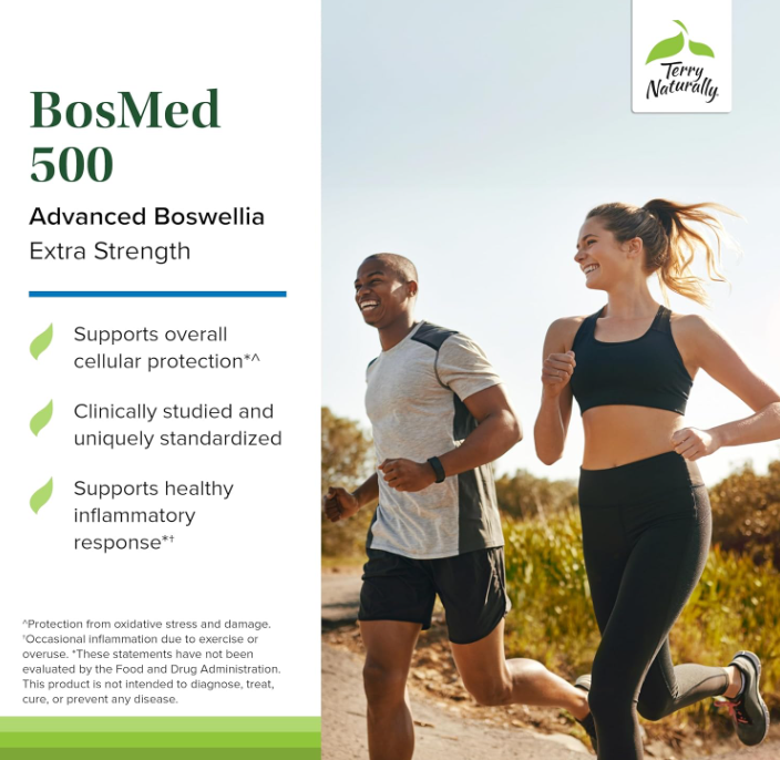 Terry Naturally BosMed 500 - Boswellia Serrata Extract Supplement - Dietary Supplement for Healthy Lung Support - Herbal Supplement Formula - 60 Softgels