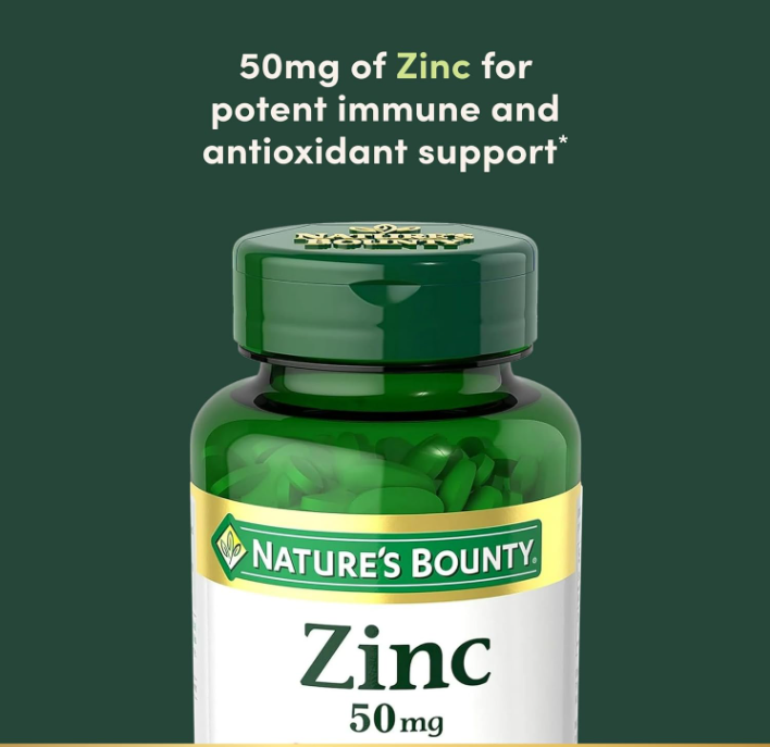 Nature's Bounty Zinc 50mg, Immune Support & Antioxidant Supplement, Promotes Skin Health 250 Tablets