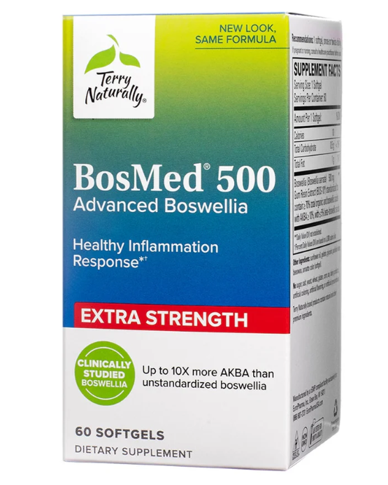 Terry Naturally BosMed 500 - Boswellia Serrata Extract Supplement - Dietary Supplement for Healthy Lung Support - Herbal Supplement Formula - 60 Softgels